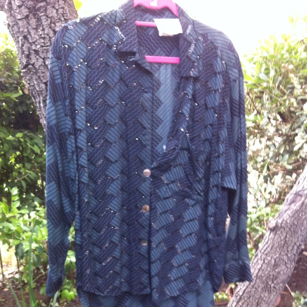 Sequined Vintage Button Down - image 2