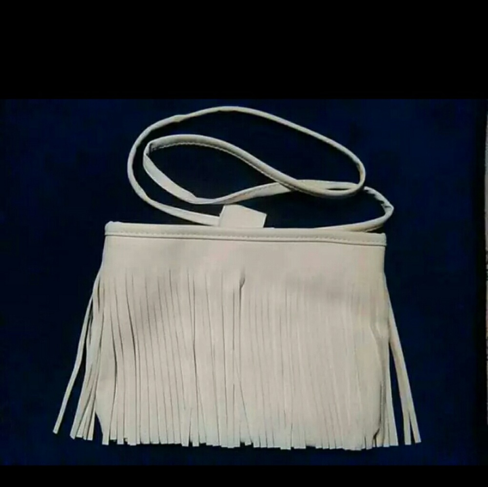 White fringed purse new in package