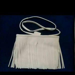White fringed purse new in package