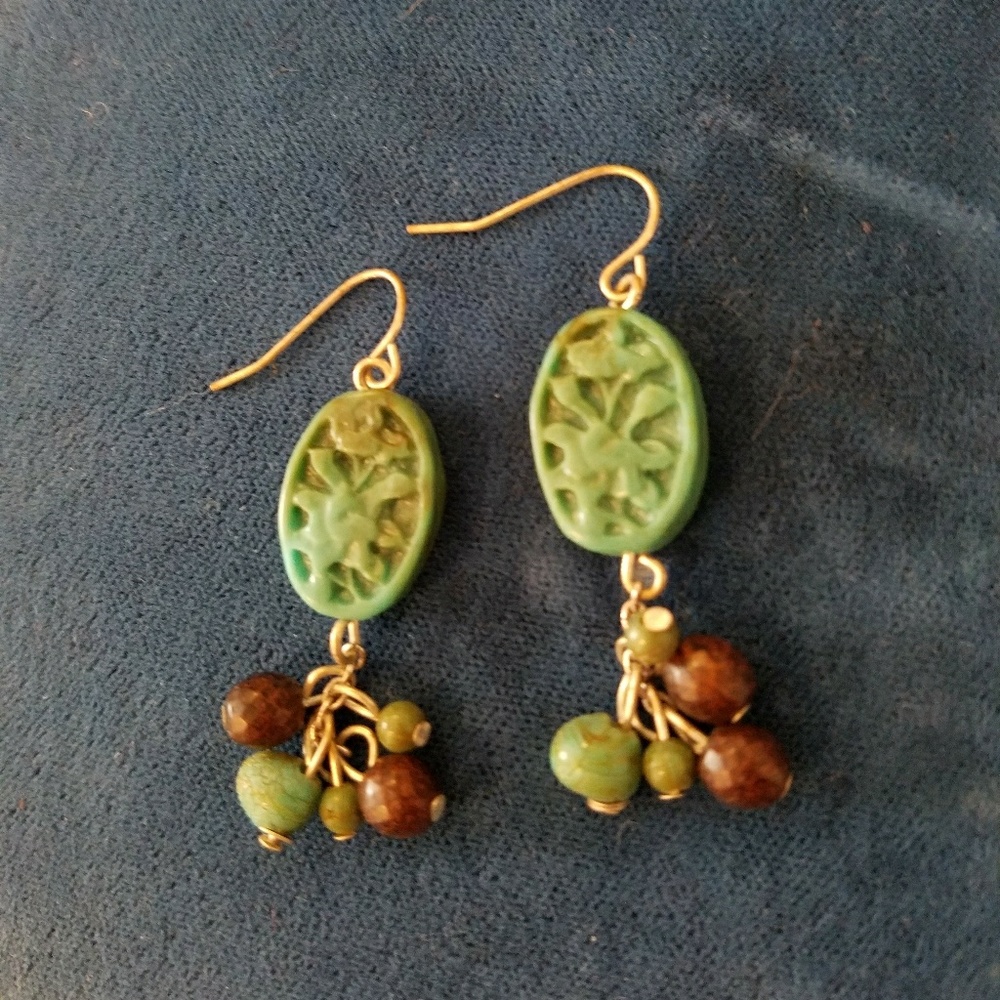 Faux jade beaded earrings