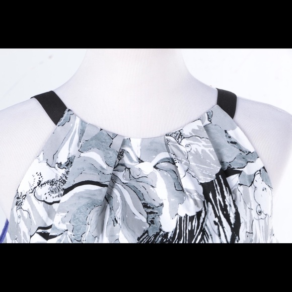 NWT TAHARI Purple orchid floral halter dress - Picture 4 of 8