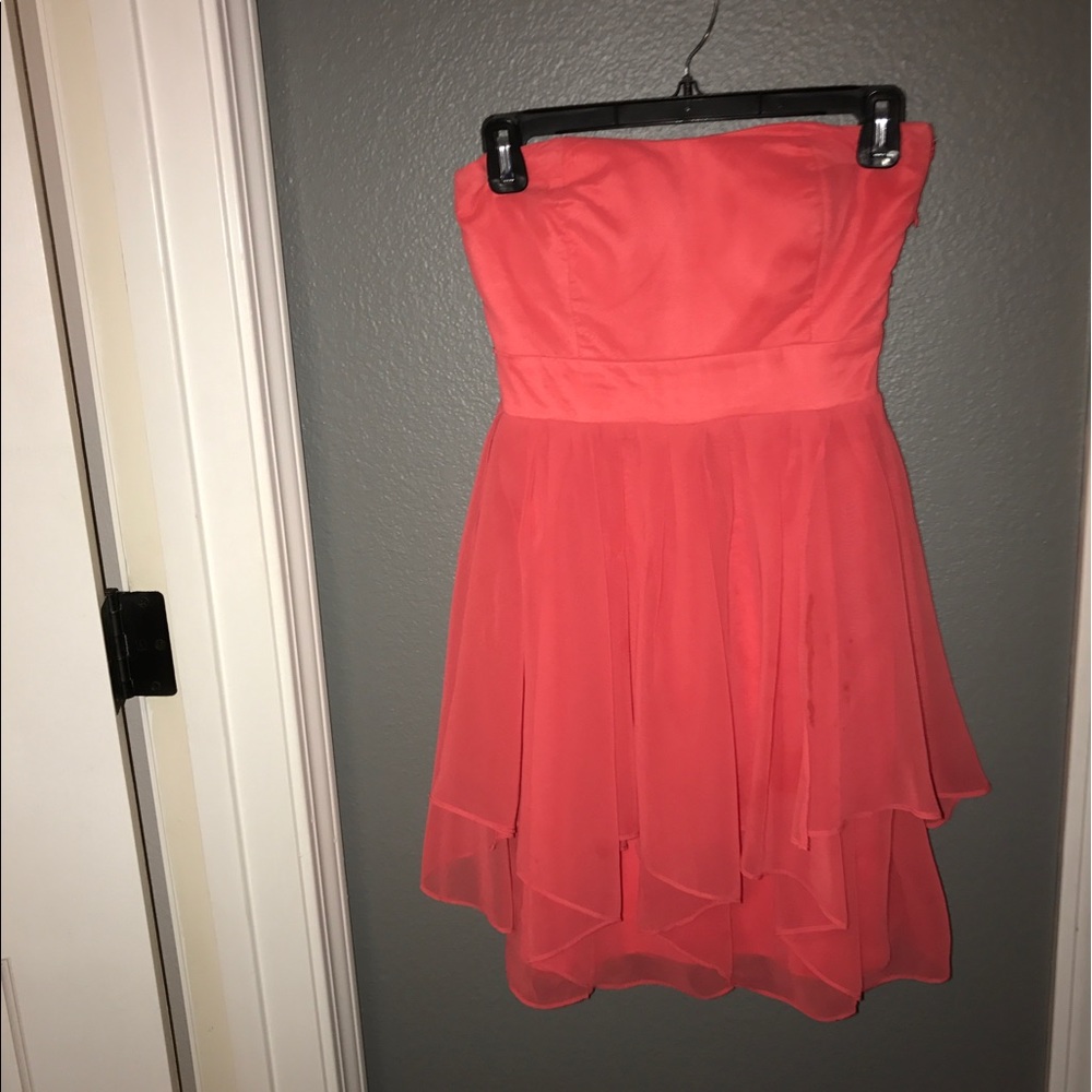 peachy strapless dress