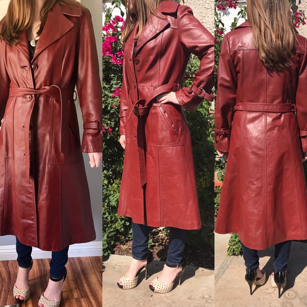 Vintage Red Leather Spy Jacket