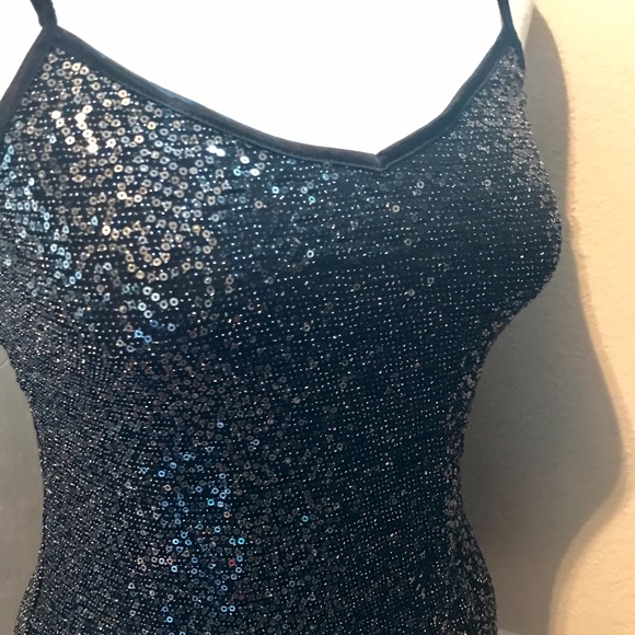Illuminate Your Look The Perfect Black Sequined Tank Top Black Sequin - Sequence - Picture 5 of 6