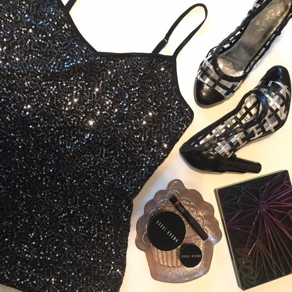 Illuminate Your Look The Perfect Black Sequined Tank Top Black Sequin - Sequence - Picture 6 of 6