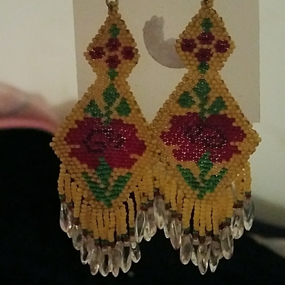 Handcrafted one of a kind beaded earrings