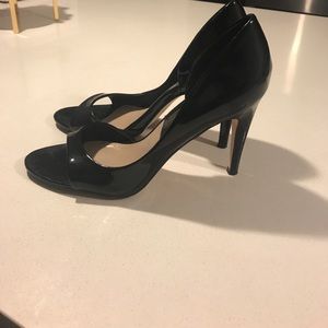 Zara black patent leather/ peep toe pumps