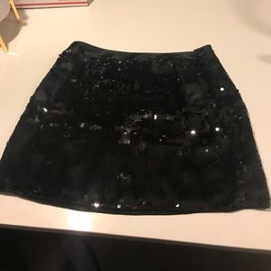 Black sequin mini skirt