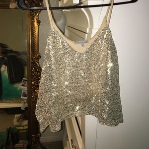 Gold sequined Crop top blouse!