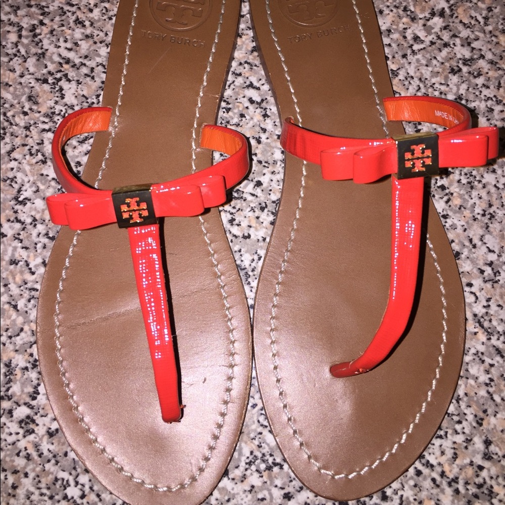 Tory Burch Leighann Patent Leather Thong Sandals