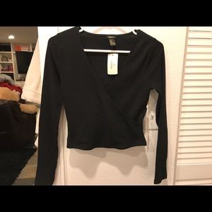 forever 21 black cross over crop top