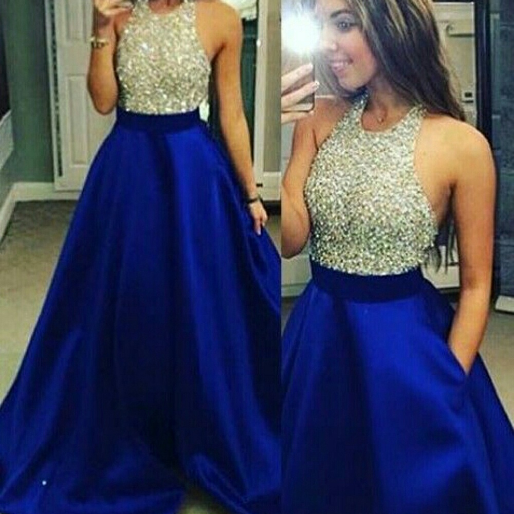 Blue Jovani Dress with Silver Beading
