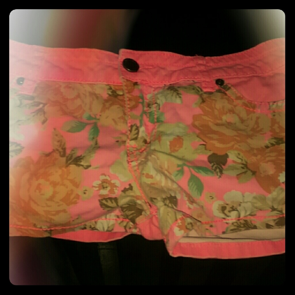 Floral denim shorts