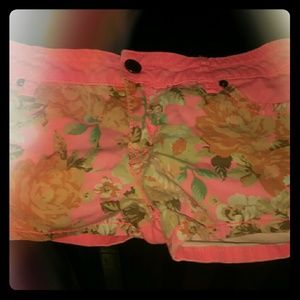 Floral denim shorts