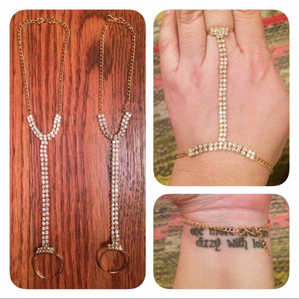 NASTY GAL RHINESTONE RING BRACELET SET