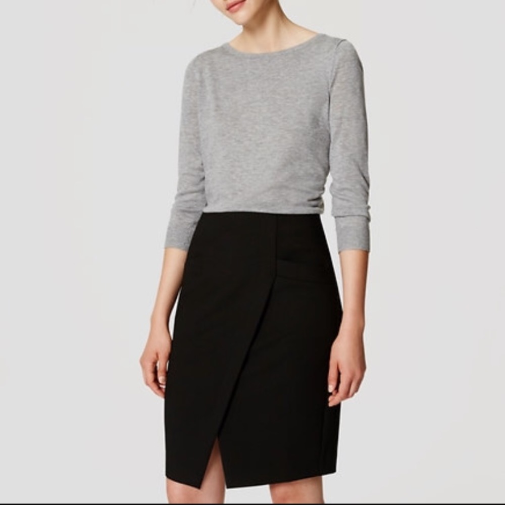Knee length black wrap skirt