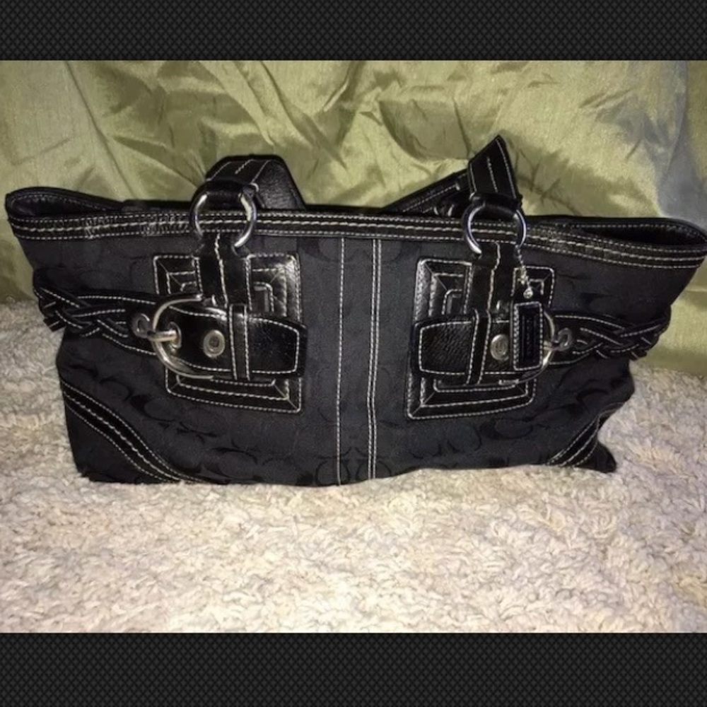 COACH LARGE SOHO BLACK SIGNATURE C BRAIDED SATCHEL