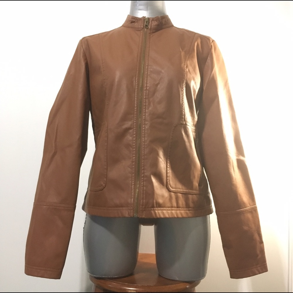 Cognac Faux Leather Jacket (also in Black)