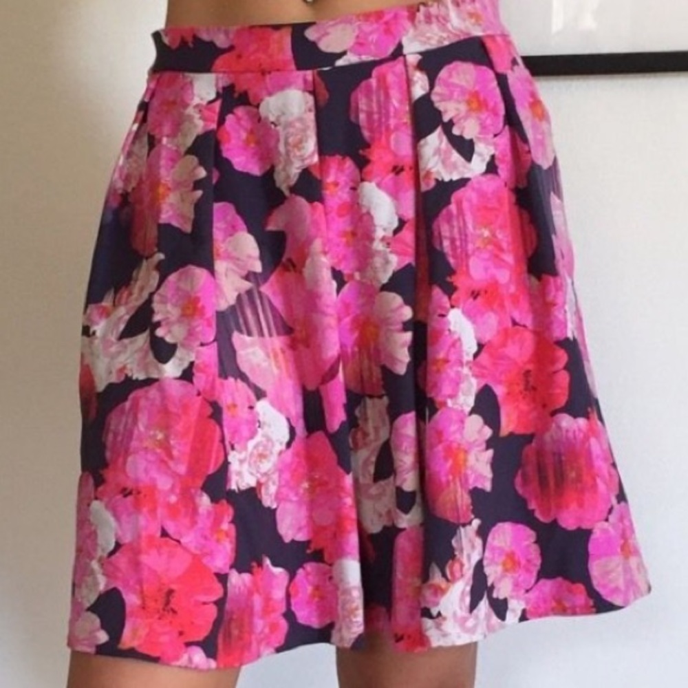 Cynthia Rowley floral scuba pleated skirt