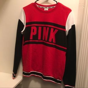 PINK Red, black, and white pullover