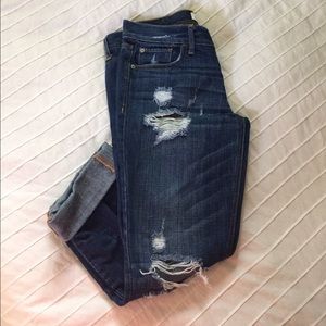 Distressed crop jeans