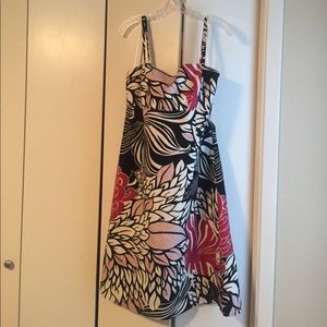 Ann Taylor Tea length A line print dress