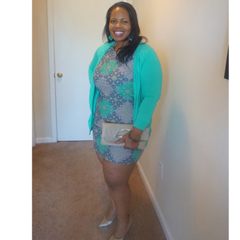 Aqua Color Dress + Cardigan