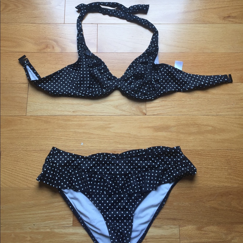 Freya black with white polka dots bikini 34DD