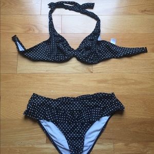 Freya black with white polka dots bikini 34DD