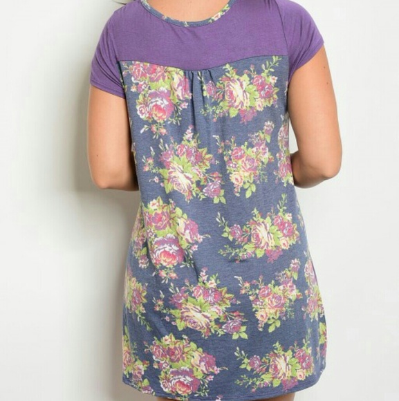 Plus Size Purple Floral Dress - Picture 2 of 4