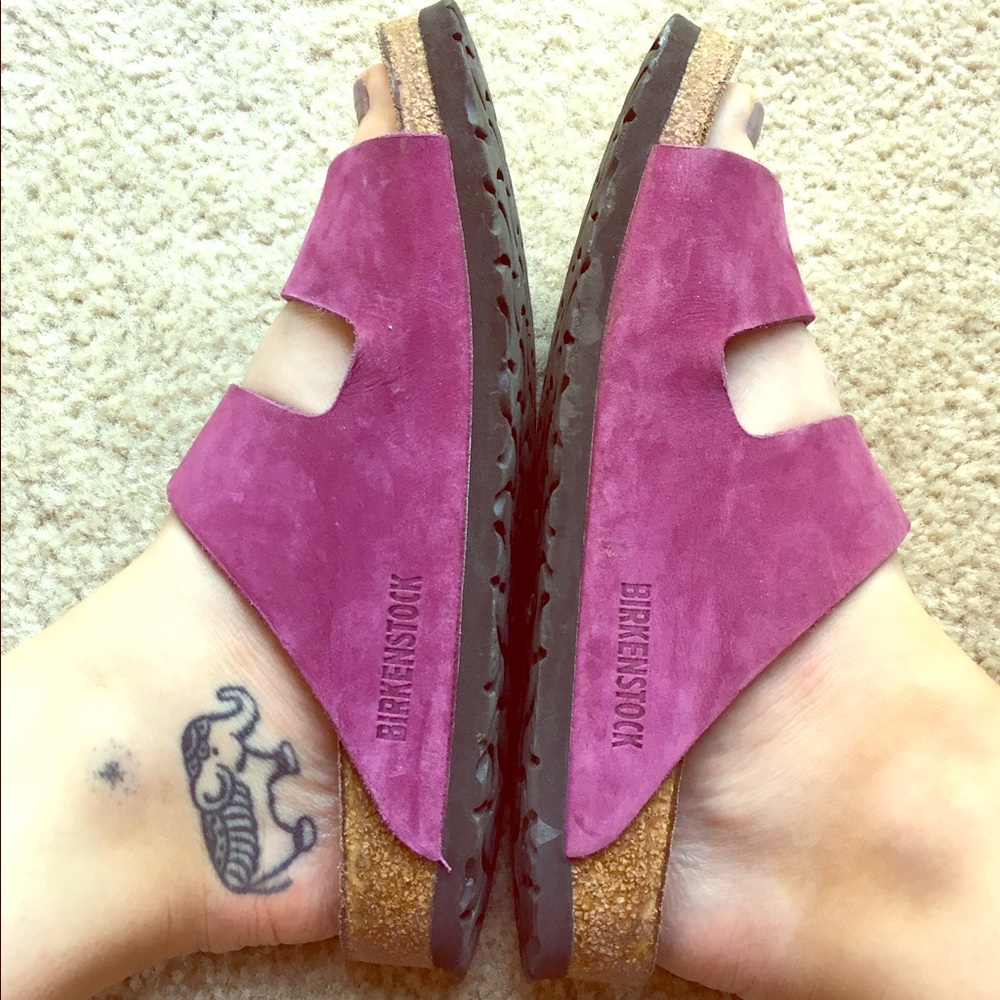 PURPLE SUEDE BIRKENSTOCKS (7.5-8)