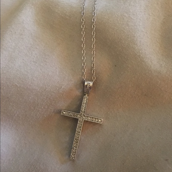 Jewelry - SALE .925 Plated Sterling Silver Cross Necklace