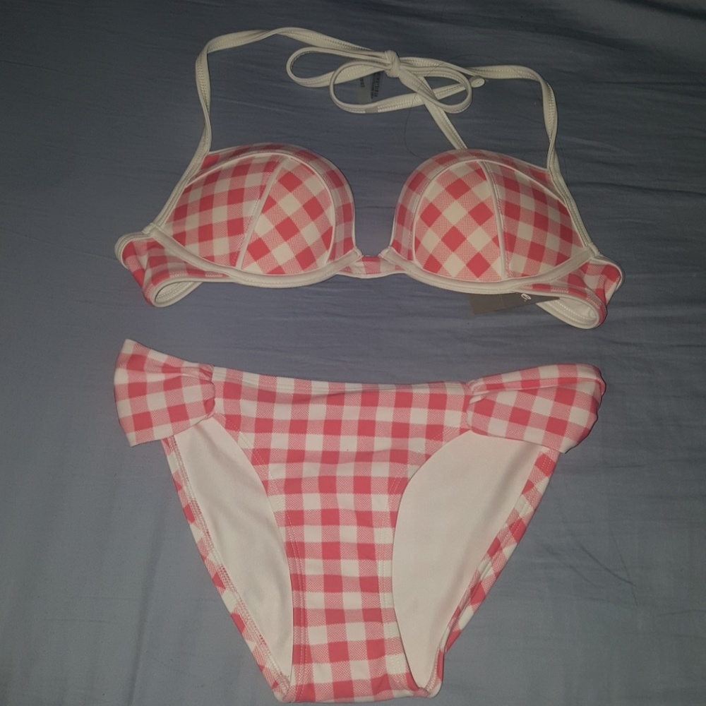 Aerie Pink Gingham Bikini NWT