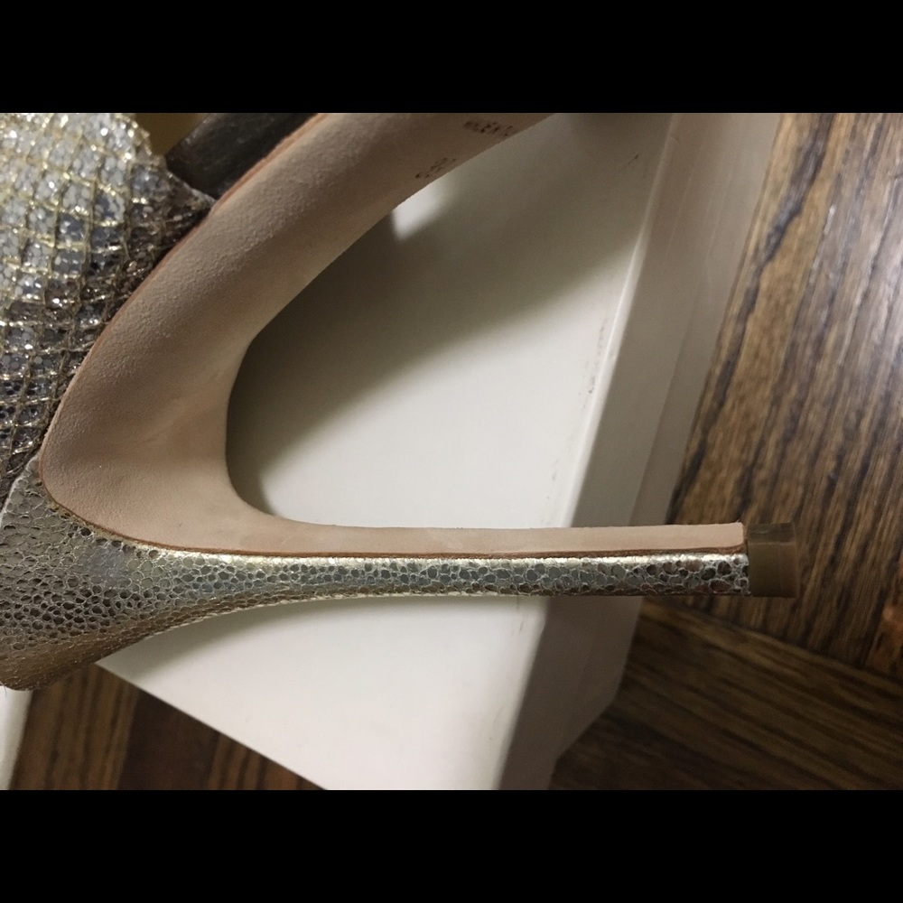 New Jimmy Choo Private Champagne Glitter Sandals - Picture 3 of 5