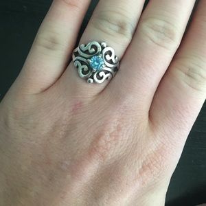 James Avery Spanish Lace Ring with blue topaz