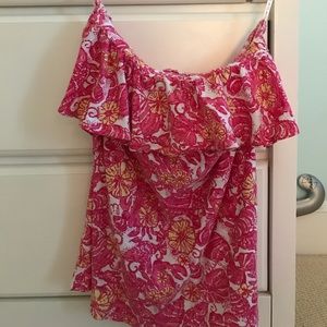 Lilly Pulitzer strapless let's cha cha top
