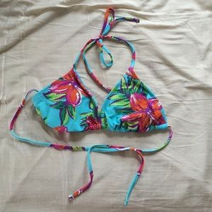 Floral Beaded Triangle Bikini Top