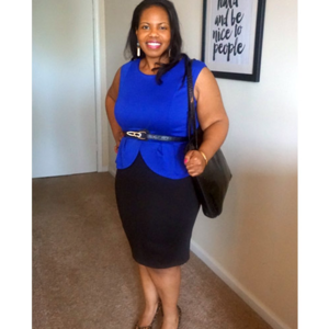 Royal Blue Peplum Dress With Belt