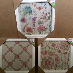 3  -  12x12 Boho Fabric Framed Wall Decor