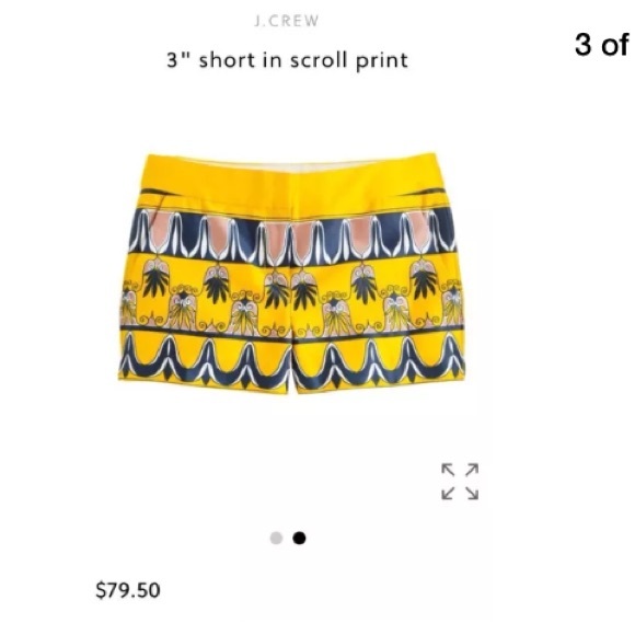 J Crew yellow scroll print 3" Shorts size 6 As New - Picture 3 of 6
