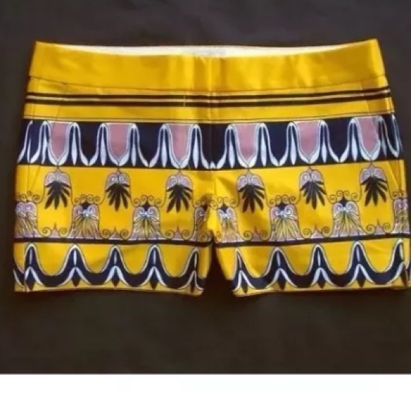 J Crew yellow scroll print 3" Shorts size 6 As New - Picture 4 of 6