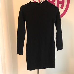 Zara Black Ribbed Long Sleeve Body Con