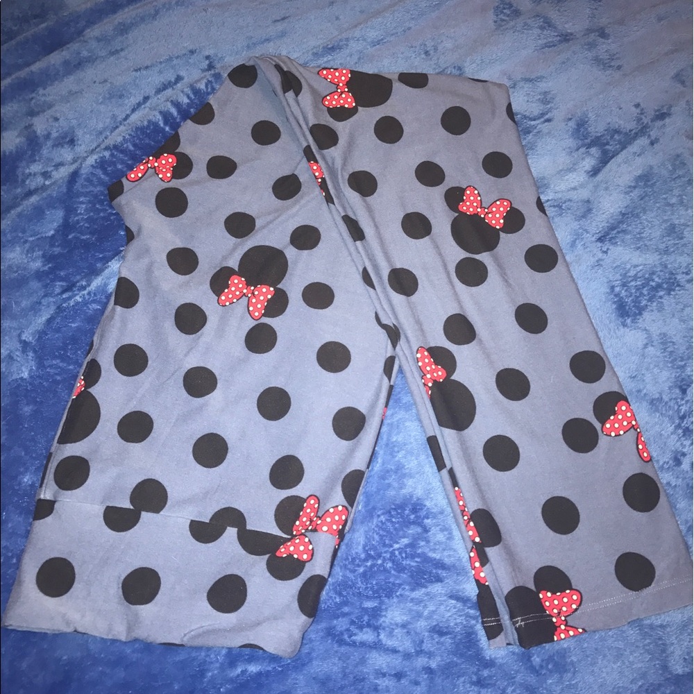 Lularoe Disney TC Leggings blue & black polka dots