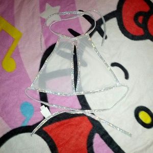 Iheartraves disco trim mesh keyhole halter