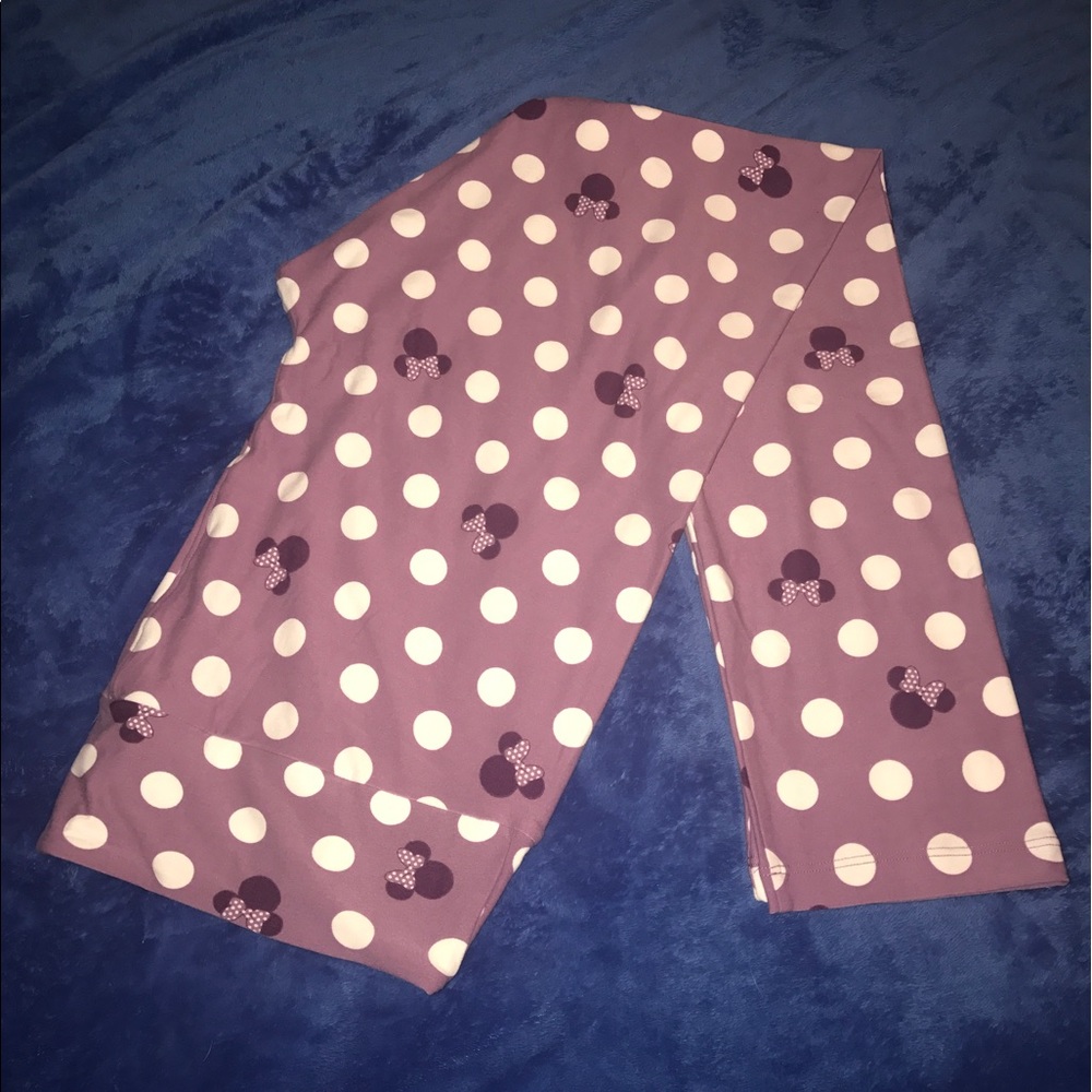 Lularoe Disney TC Leggings purple w/ white dots BN