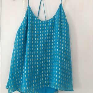 Lilly Pulitzer Blue and Metallic Gold tank top