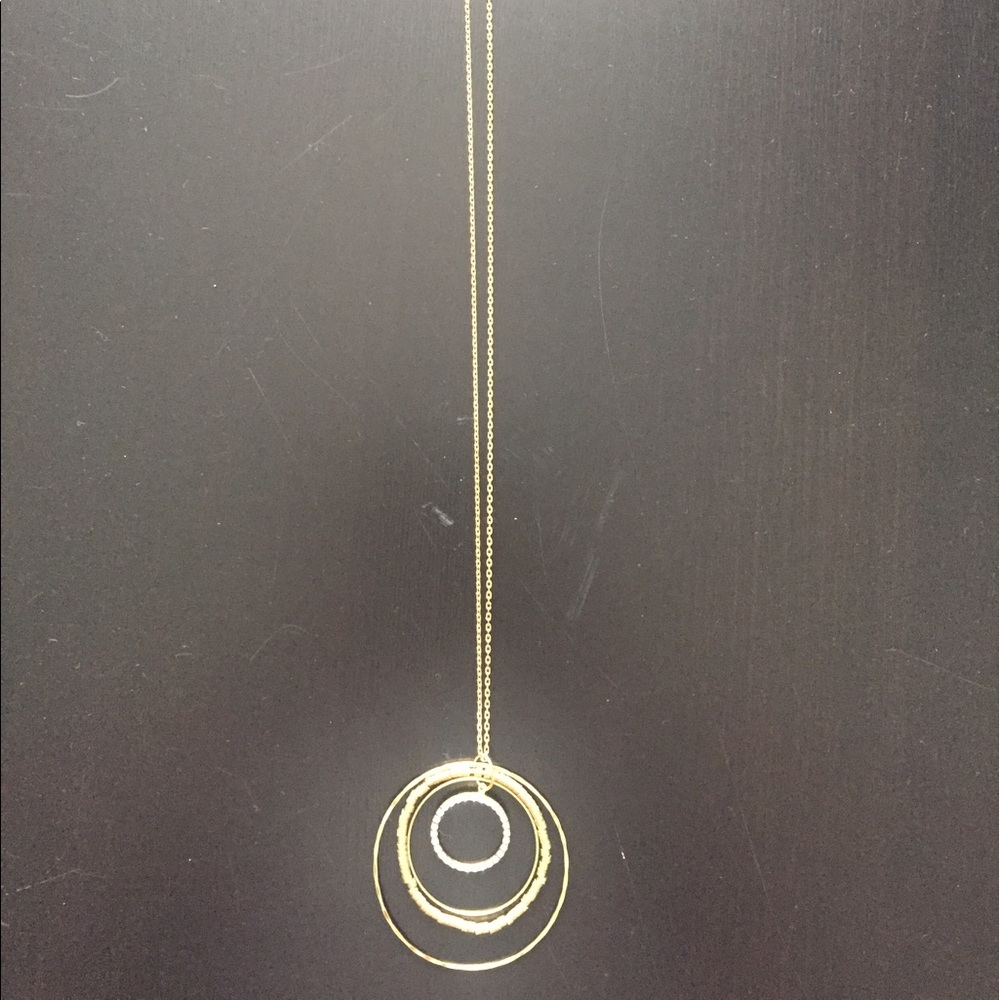 Women's circle pendant long necklace gold jewelry