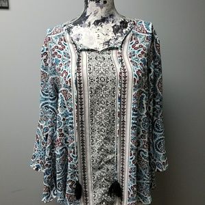 Bell Sleeved Print Top