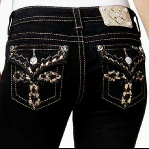 Miss Me Jeans Black w gold Size 30