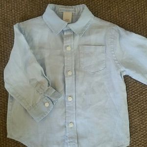 Janie and Jack baby boy 100% linen shirt.
